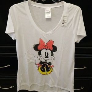 Disney white v-neck t-shirt w/Minnie Mouse